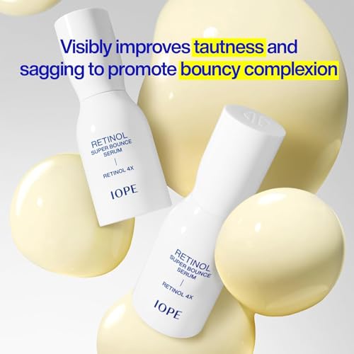 IOPE Retinol Super Bounce Serum - Daily Korean Skincare for Anti-Aging, Reduction in Fine Lines & Wrinkles, Beginner Friendly, Gentle Nourishment for Sensitive Skin, 1.69 Fl Oz.