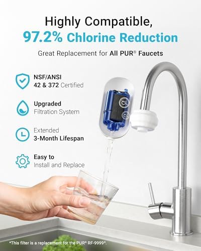 AQUA CREST NSF Certified Water Filter, Replacement for All PUR®, PUR®PLUS Faucet Filtration Systems, Pur® RF-9999® Faucet Water Filter (6 Count)