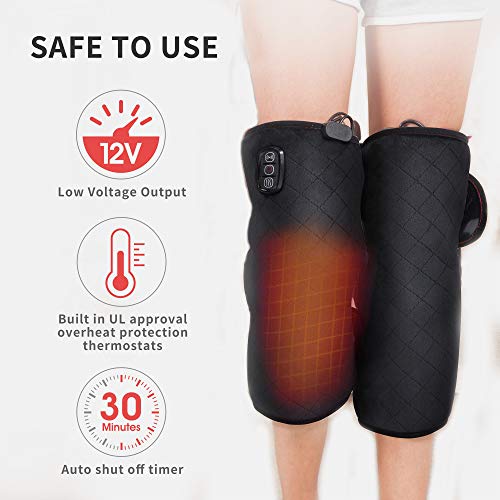 COMFIER Heated Knee Massager with Heating Pad for Knee Pain Relief,Gifts for Men Women Dad Mom,Knee Warmers Wrap, FSA or HSA Eligible,Heated Knee Pad for Men Women Seniors