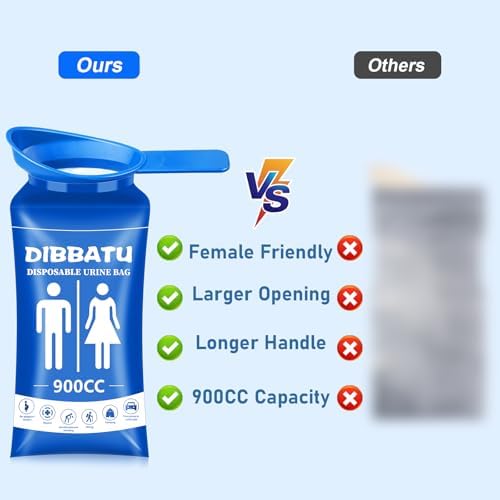 DIBBATU Disposable Urine Bags for Women, 6/12PCS Female-Friendly Travel Urinal Bags, 900ML Pee Bags for Travel for Women/Men, Emergency Unisex Camping Pee Bags for Hiking, Road Trip, Traffic Jam