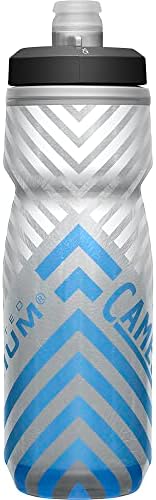CamelBak Podium Chill Insulated Bike Water Bottle - Easy Squeeze Bottle - Fits Most Bike Cages - 21oz, Grey Blue Stripe