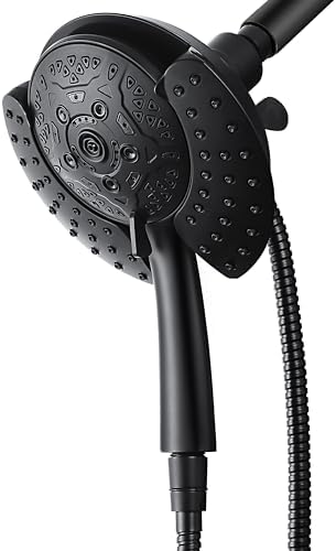 Shower Head with Handheld High Pressure: 2-IN-1 Shower Head with 7.2" Rainfall Shower & Handheld Shower Head with Hose Black, Shower Trim Systems