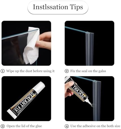 Flexible Glass Door Side Seal Strip 100 Inch Frameless Shower Door Side Sweep for 3/8 in Frameless Glass Door