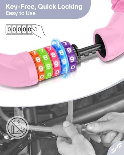 Sportneer Bike Lock: 5 Digit Combination High Security Anti Theft Bike Chain Lock - 3.2/3.6/4ft Heavy Duty Keyless Bicycle Lock for Bike, Motorcycle, Scooter, Door & Gate - 4/6mm Thick, Easy to Use