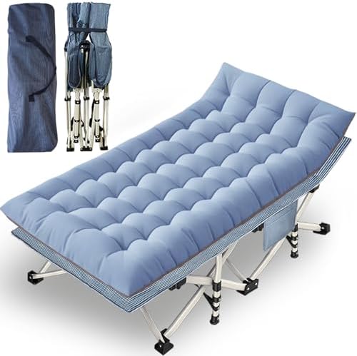 XXL Camping Cots Oversize Cots for Adults Extra Large Cots for Sleeping with Mattress Heavy Duty Camping Bed with Carry Bag Folding Cot for Hiking Camping Indoor Office Nap Vacation Easy to Set up