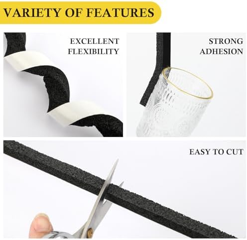 fowong Air Conditioner Window Seal 1 Inch X 1 Inch, Thick AC Weather Stripping High Resilience Foam Sealing Tape Adhesive AC Window Seal Kit 6.5ft Long (6.5ft x 4 Rolls, Black)