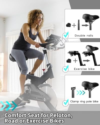 Oversized Bike Seat for Peloton Bike & Bike+, Comfort Seat Cushion Compatible with Peloton, Road or Exercise Bikes, Bicycle Wide Saddle Replacement for Men & Women, Accessories for Peloton