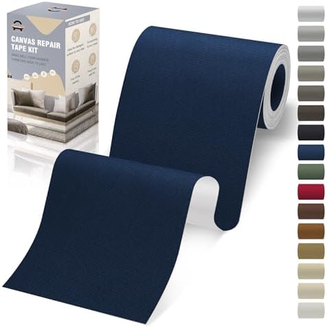 OAZ 4 x 79 inch Canvas Repair Patches Canvas Fabric Patch Self-Adhesive Canvas Repair Tape Waterproof Outdoor Gear Repair Patch Kit for Boat Cover Awning Sofa Chair Couch Tent Bag (Navy Blue)