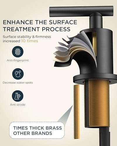 FORIOUS Bathroom Faucets, 8 Inch Widespread Matte Black Bathroom Sink Faucet 3 Hole with 360°Swivel Spout, Suitable for 6-12 Inch Vanity Sink, with Metal Pop-up Drain and cUPC Supply Line