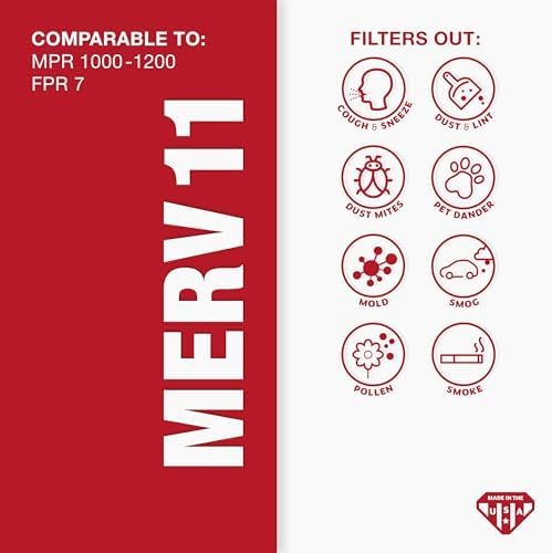 Aerostar 20x20x1 MERV 11 - 6 Count - Pleated HVAC, Furnace & Air Conditioner Filters - Removes Dust, Cold & Flu Germs, Lint, Mold, Pet Dander, Allergy-Causing Pollen, Smog & Smoke
