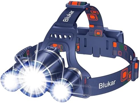 Headlamp Flashlight, Super Bright LED Rechargeable Headlight - 3 Lights 5 Modes, Zoomable, Spotlight&Floodlight Combination, IPX6 Waterproof, 20+Hrs Runtime for Running,Camping etc-Blue