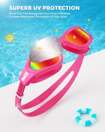OMID Kids Swim Goggles, P2mini Polarized Swimming Goggles Comfortable for Age 6-14