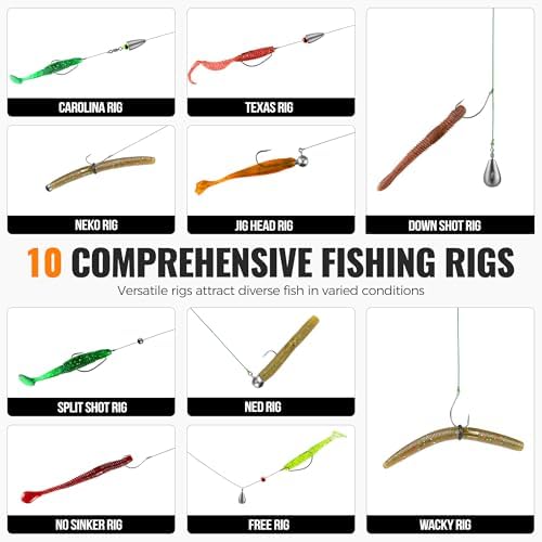 PLUSINNO 264/397pcs Fishing Accessories Kit, Organized Fishing Tackle Box with Tackle Included, Fishing Hooks, Fishing Weights Sinkers, Swivels, Beads, Fishing Gear Set Equipment for Bass Trout