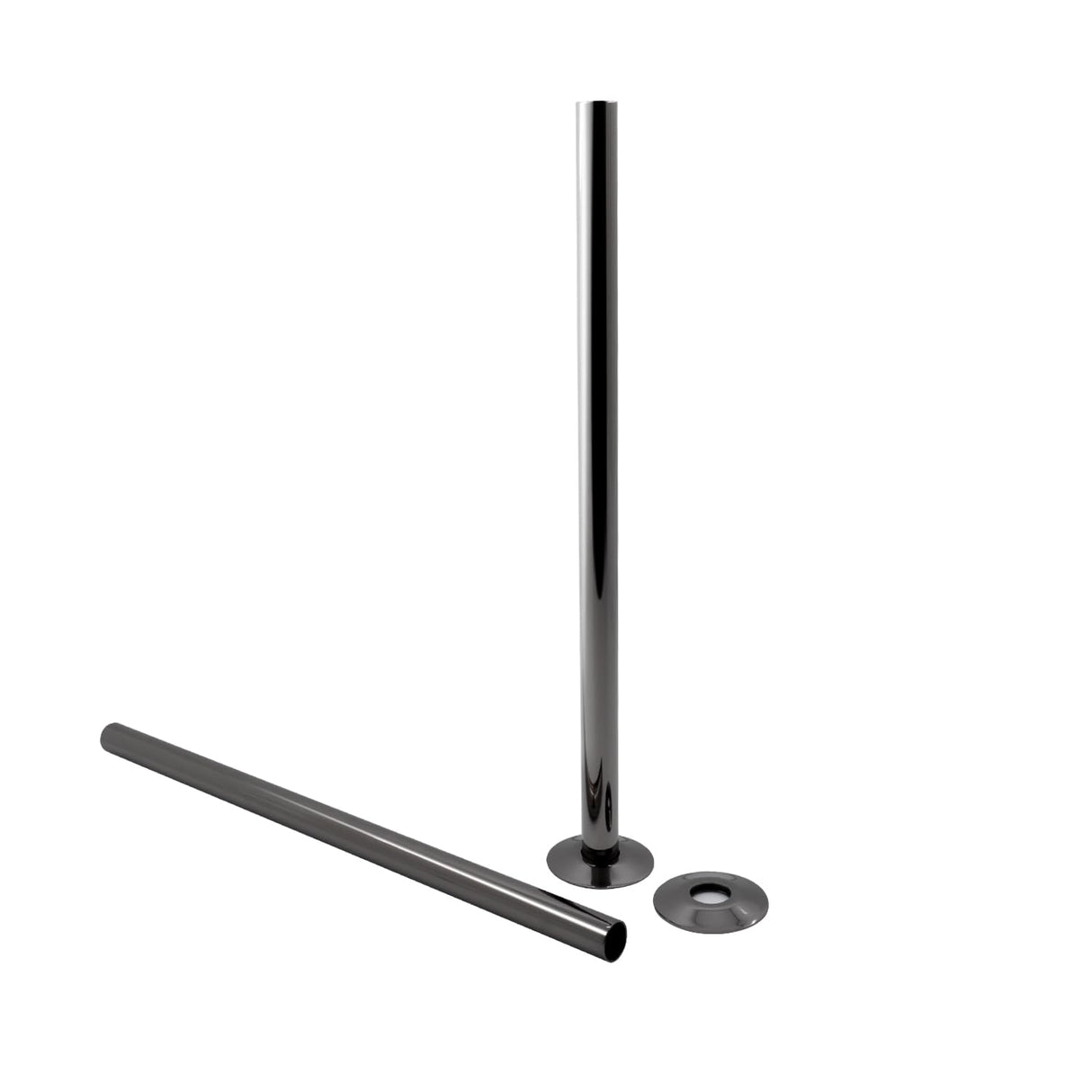 VANCOCO Pipe Tails Antique Brass 15mm X 300mm Radiator Pipe Collars Decoration Floor Plates Black Nickel (Pair)