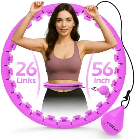 Weighted Hula Circle with 26 Links(56 Inch) for Adults Weight Loss, Infinity Fitness Hoop Plus Size, for Women Smart Exercise Equipment