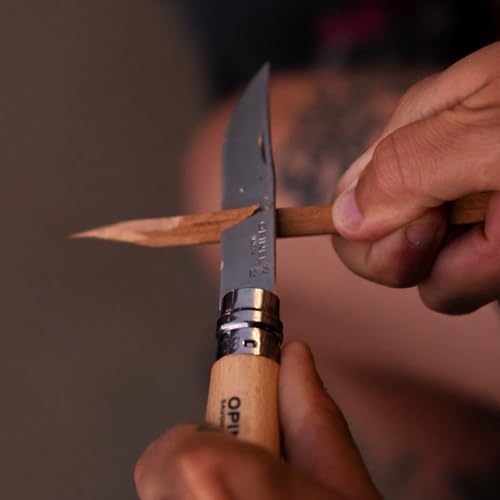 Opinel No. 12 Stainless Steel Pocket Knife, Beechwood Handle