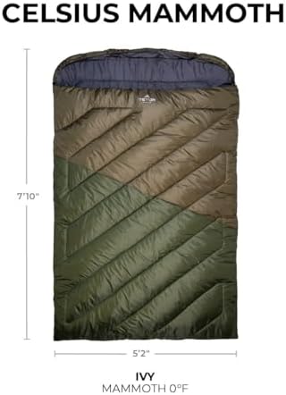 TETON Mammoth, 20 Degree and 0 Degree Sleeping Bags, Double Sleeping Bag, A Warm Bag the Whole Family can Enjoy. Great Sleeping Bag for Camping, Hunting and Base Camp. Compression Sack Included