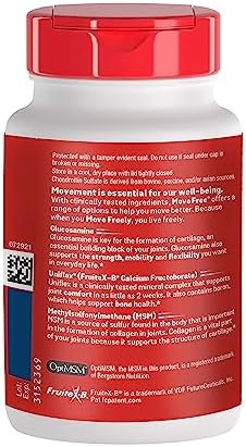 Move Free Advanced Glucosamine Chondroitin MSM Joint Support Supplement, Supports Mobility Comfort Strength Flexibility & Bone - 120 Tablets (40 servings)*