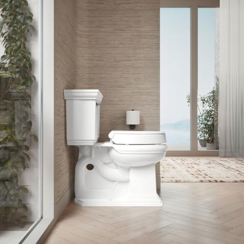 KOHLER 25876-0 Hyten Elevated Quiet-Close Round Toilet Seat, Contoured Seat with Grip-Tight Bumpers, Quick-Attach Hardware, White