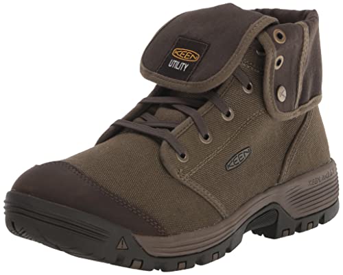 KEEN Utility Men's Roswell Mid Height Soft Toe CanvasWork Boots, Military Olive/Black Olive, 11.5 Wide