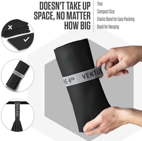 VENTURE 4TH Quick Dry Towel. Microfiber Travel Towel Ideal for Camping, Hiking, Backpacking, Gym. Lightweight & Fast Drying Travel Towels for Body. Compact & Easy to Pack - Black Extra Large