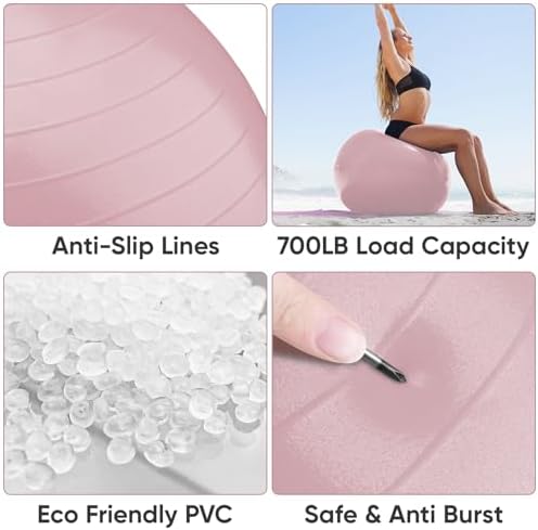 APEXUP Yoga & Pilates Ball - Anti Slip Heavy Duty Gym Ball for Fitness, Balance & Core Workout