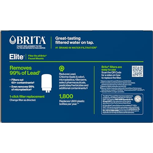 Brita Replacement Water Filter for Faucet Mount, Removes 99% of Lead, Sink Filtration System, White, 3 Count