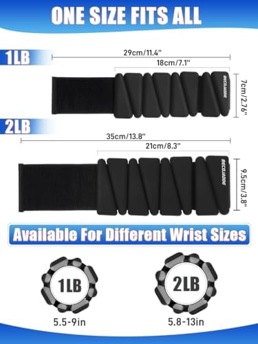 Wrist Ankle Weights Set of 2(1 lb/2 lbs Each) Adjustable Weights Training Intensity for Strength Training Walking Running Yoga Pilates Jogging for Women Men
