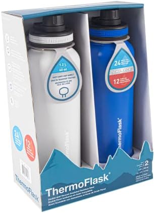 Thermoflask Insulated Water Bottle with Spout Lid, 40oz, 2 Pack (Teal/Graphite)