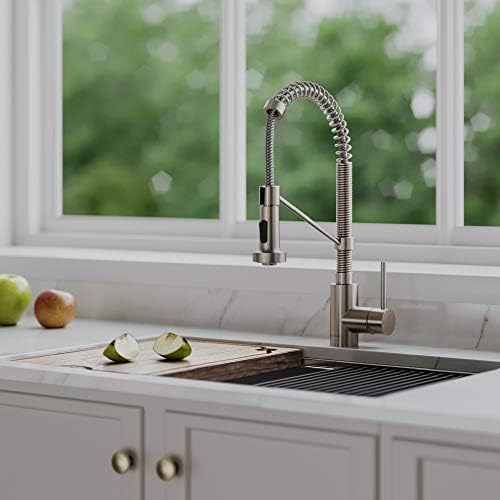 KRAUS Bolden Commercial Style 2-Function Single Handle Pull Down Kitchen Faucet in Spot-Free Stainless Steel, KPF-1610SFS