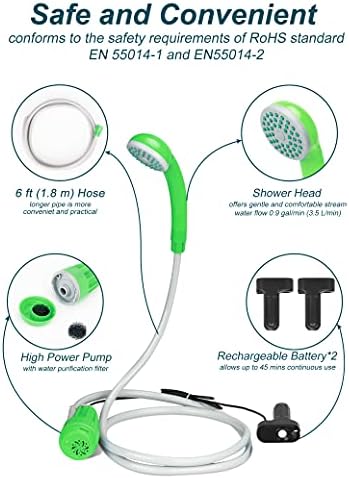 innhom Portable Shower Camping Shower Outdoor Camp Shower Pump, Electric Rechargeable Portable Camping Shower, Powered by Rechargeable Battery