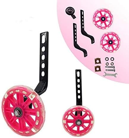 training wheels flash mute wheel bicycle stabiliser mounted Kit compatible for bikes of 12 14 16 18 20 Inch, 1 Pair