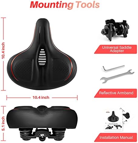 Oversized Bike Seat for Peloton Bike & Bike+, Comfort Seat Cushion Compatible with Peloton, Road or Exercise Bikes, Bicycle Wide Saddle Replacement for Men & Women, Accessories for Peloton