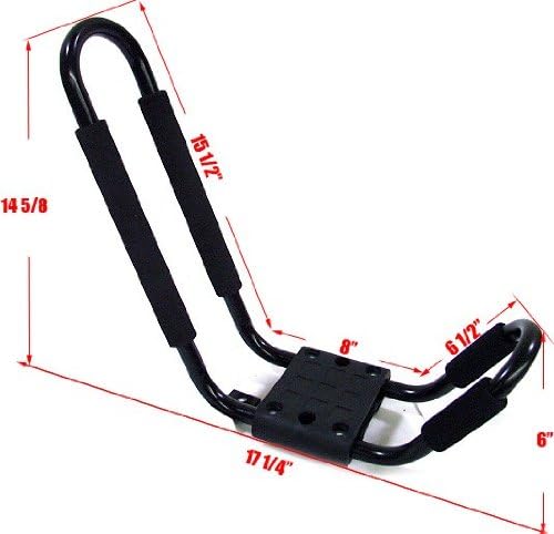 TMS Kayak Roof Racks for 2 Kayaks - Dual Universal Fit Carriers Include Two Sets of Straps for Cars, Trucks and SUVs - Easy to Mount J-Bar Style Carriers for Kayaks Canoes Paddleboards and Surfboards