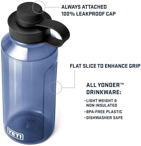 YETI Yonder Water Bottle with Yonder Tether Cap, Lightweight, Leakproof and BPA-Free