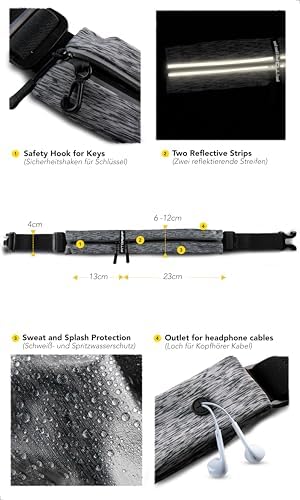 Fitgriff® Running Belt for Men & Women - Secure Jogging Pouch for Phone, Keys & Essentials - For All Cell Phones