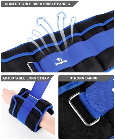 Fragraim Adjustable Ankle Weights 1-3/4/5/6/8/10/12/15/20 LBS Pair with Removable Weight for Jogging, Gymnastics, Aerobics, Physical Therapy