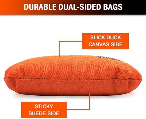Dual Sided Corn Hole Bags Professional Cornhole Bags Set of 8 Regulation Corn Hole Bean Bags Slick and Stick