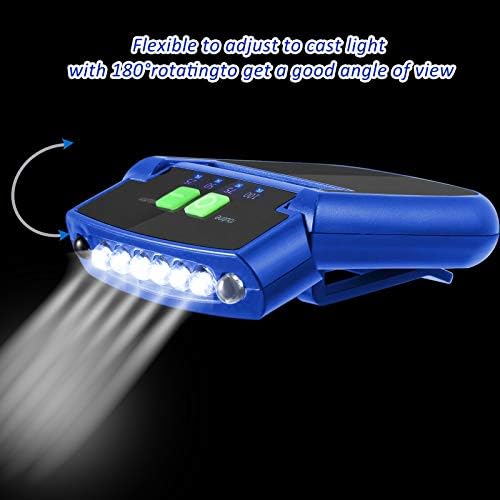 Mudder LED Clip on Cap Lights USB Rechargeable Cap Flashlight Clip Waterproof Ultra Bright Hat Flashlight Headlamp for Fishing Camping Hand Work