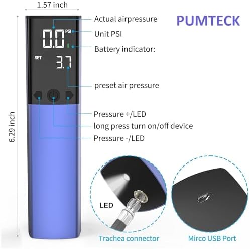 Pumteck Electric Ball Pump, Smart Air Pump Portable Fast Ball Inflation with Precise Pressure Gauge and Digital LCD Display for Football Basketball Volleyball Football (2 Pin and 1 Spout)