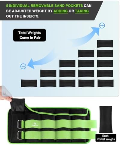 Fragraim Adjustable Ankle Weights 1-3/4/5/6/8/10/12/15/20 LBS Pair with Removable Weight for Jogging, Gymnastics, Aerobics, Physical Therapy