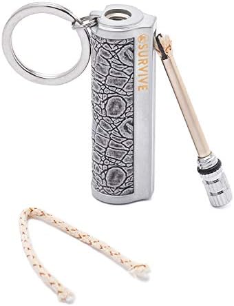 SURVIVE Permanent Match Metal, 2 Pack, Reusable Survival Fire Starter Lighter, Emergency Waterproof Keychain Striker Stick Kit