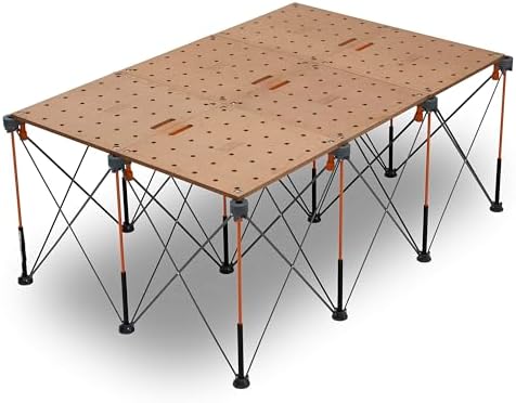 BORA Centipede CK12S 30 inch height Portable Work Stand, Includes 4 X-Cups, 4 Quick Clamps, Carry Bag, Portable Work Support Sawhorse, 4Ft x 6Ft, 30 inch work height, 4500lb weight capacity