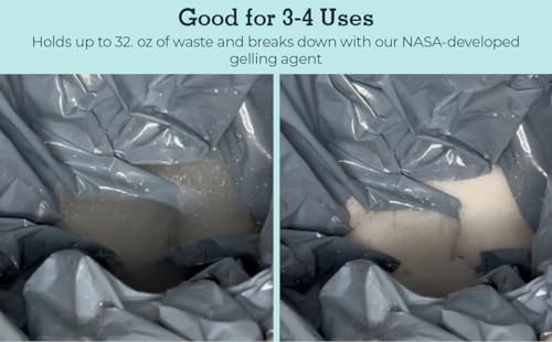 Cleanwaste Original WAG Bag Portable Toilet (12 Pack) - Go Anywhere Kit For Camping, Boating, Travel - NASA Gelling Powder for Poop/Pee