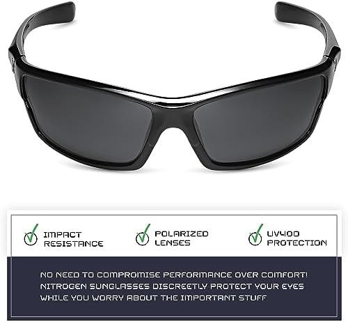 Nitrogen Polarized Wrap Around Sport Sunglasses for Men Women UV400 Protection Sun Glasses