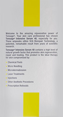 Biopelle Tensage Growth Factor Intensive Serum 40 Post-Procedure or Intensive Boost Ampoules with SCA 40 Biorepair Index, 10 Count