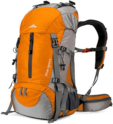 Loowoko 50L Hiking Backpack, Waterproof Camping Essentials Bag with Rain Cover, 45+5 Liter Lightweight Backpacking Back Pack