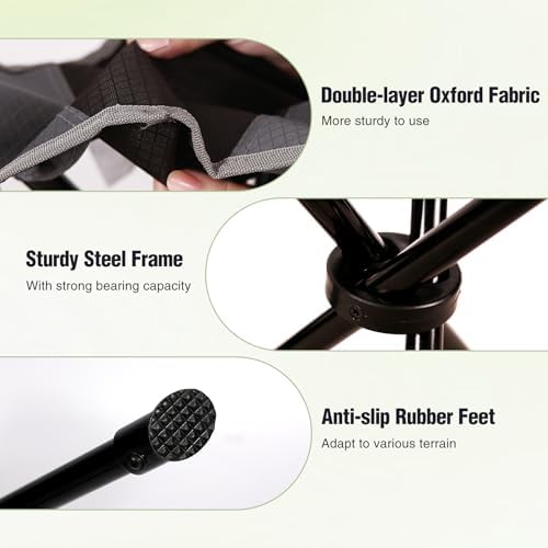 REDCAMP 2 Pack Folding Tripod Stools for Adults, Lightweight Portable Camping Stools for Fishing Hunting Backpacking Traveling, Black