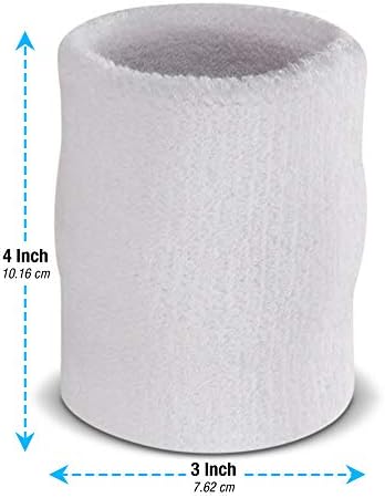 Suddora Arm Sweatbands, Absorbent and Breathable Thick Cotton Bands for Working Out, Gymnastics, Basketball, Tennis, and Football, Multiuse 4-inch Wristbands for Costumes and Cosplay