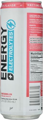 Optimum Nutrition Amino Energy Sparkling Hydration Drink, Electrolytes, Caffeine, Amino Acids, BCAAs, Sugar Free, Watermelon, 12 Fl Oz, (Packaging May Vary),12 Count (Pack of 2)